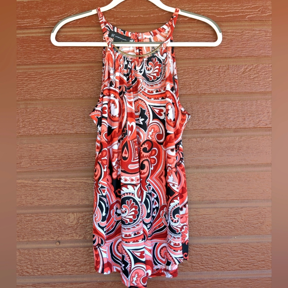 🖖 INC 🖖 Red and Black Paisley Sleeveless Top